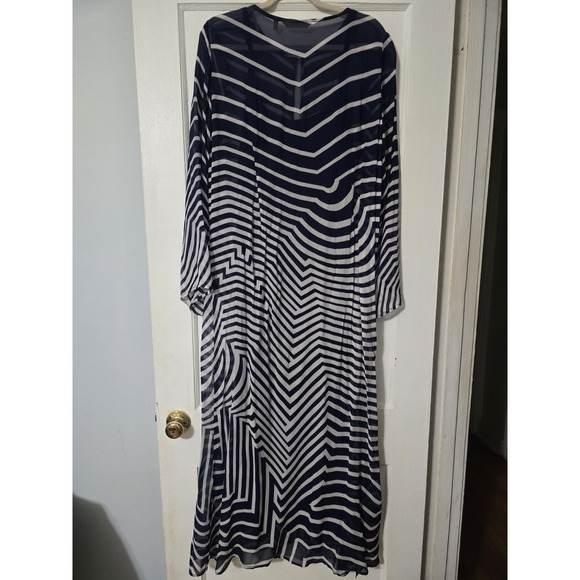 Soft Surroundings Deco Nautical Maxi Dress 2 Piece Blue White Size Large - Picture 2 of 5